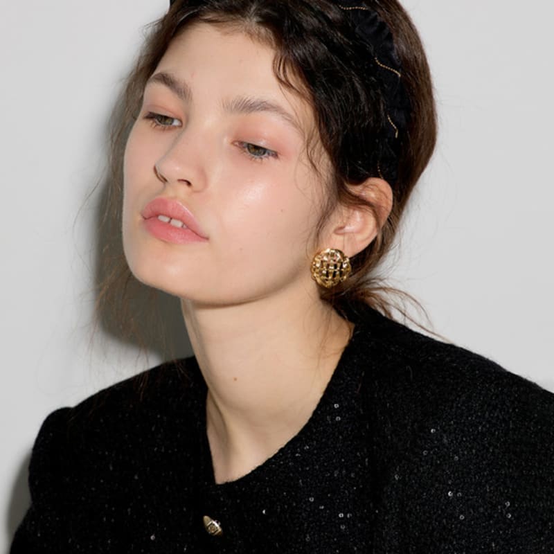 Les Bijoux Philosophy LB_Grid circle earring_GOLD