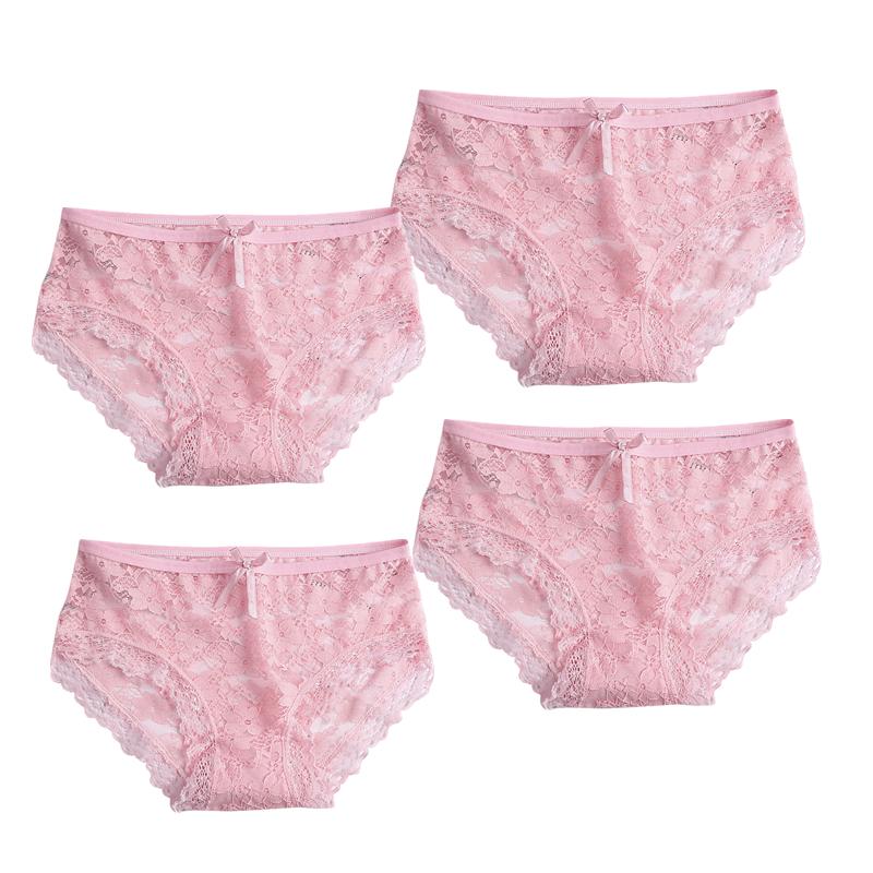 4 шт. женское сексуальное нижнее белье, кружевные дышащие трусы, дышащие сетчатые трусы с кружевной отделкой