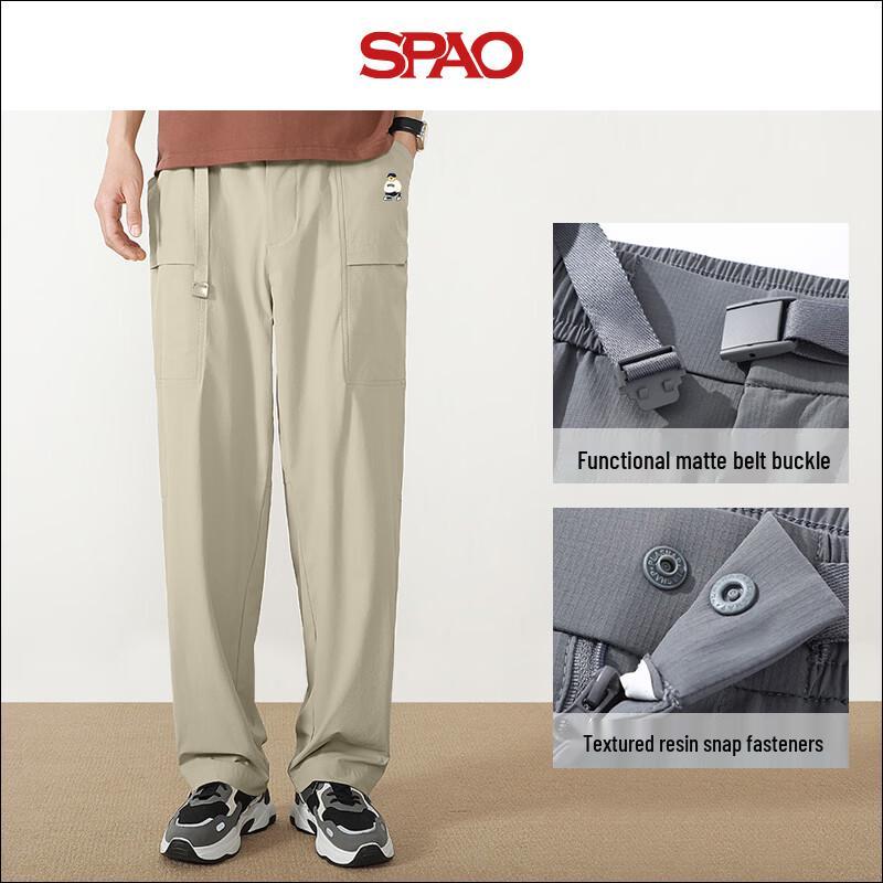 Мужские корейские широкие брюки-карго SPAO с принтом медведя