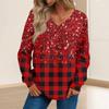 Women's Fashion Casual Long Sleeve Printed V- Neck Sweater Top