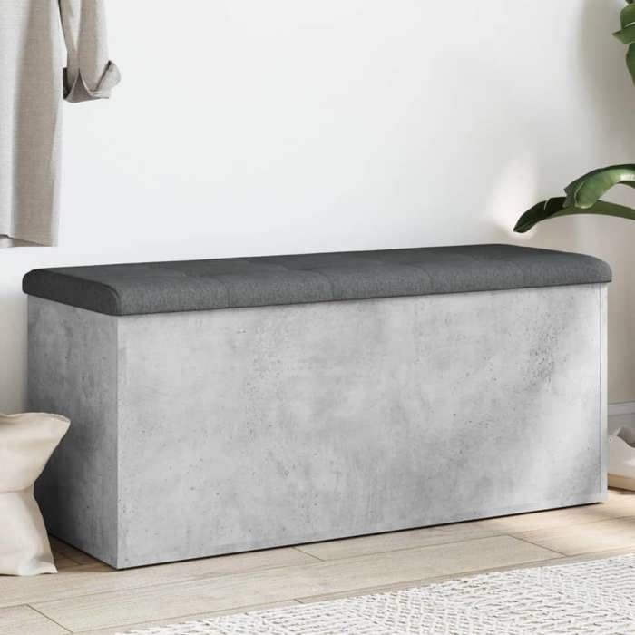 VidaXL Storage Bench, Storage Chest with Cushion, Organizer for Clothes Toys Hallway Living Room, Modern, Grey 835057