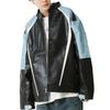 Oversized PU Synthetic Leather Leather Color Racing Jacket Blue X Blue X [Arcade] Rider's Jacket, Men's Leather, Leather, Jacket, Men's Jacket,