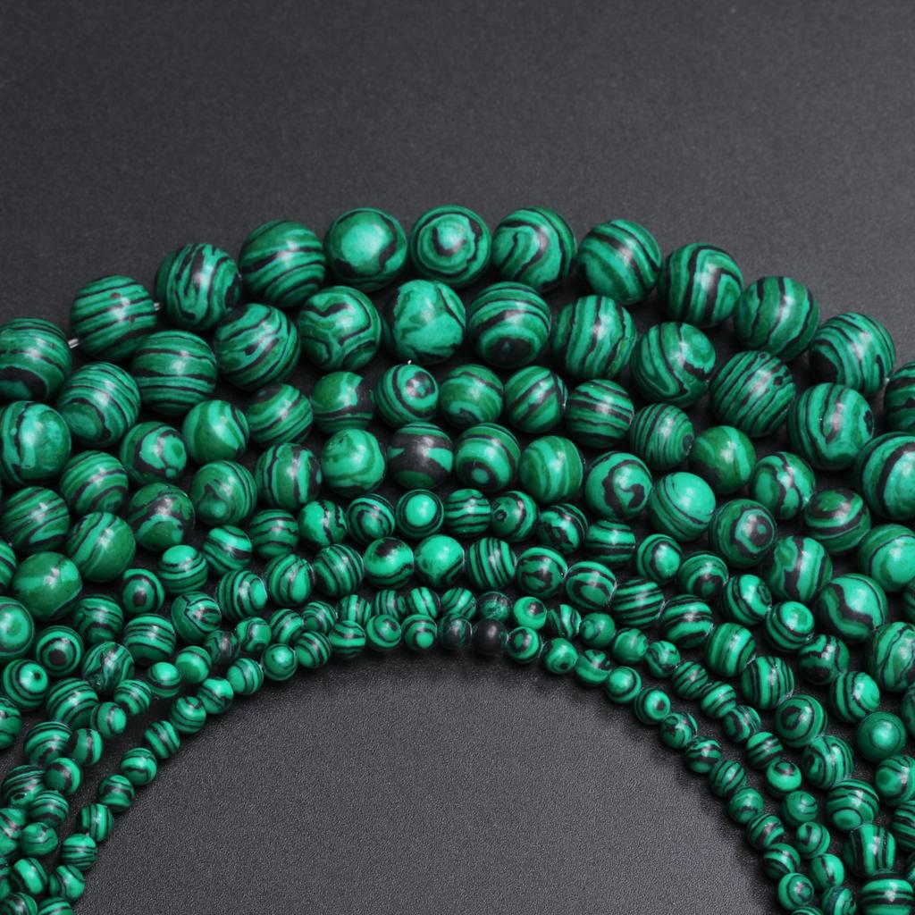 4/6/8/10 мм 60-20 шт. Очаровательные бусины из натурального камня, павлиньи драгоценные камни, зеленые малахитовые круглые бусины, аксессуары для ожерелий своими руками
