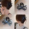 Salt And Sweet Simple Denim Bow Grab Clip Women'S New Back Head Hair Clip Shark Clip Hairpin Headdress