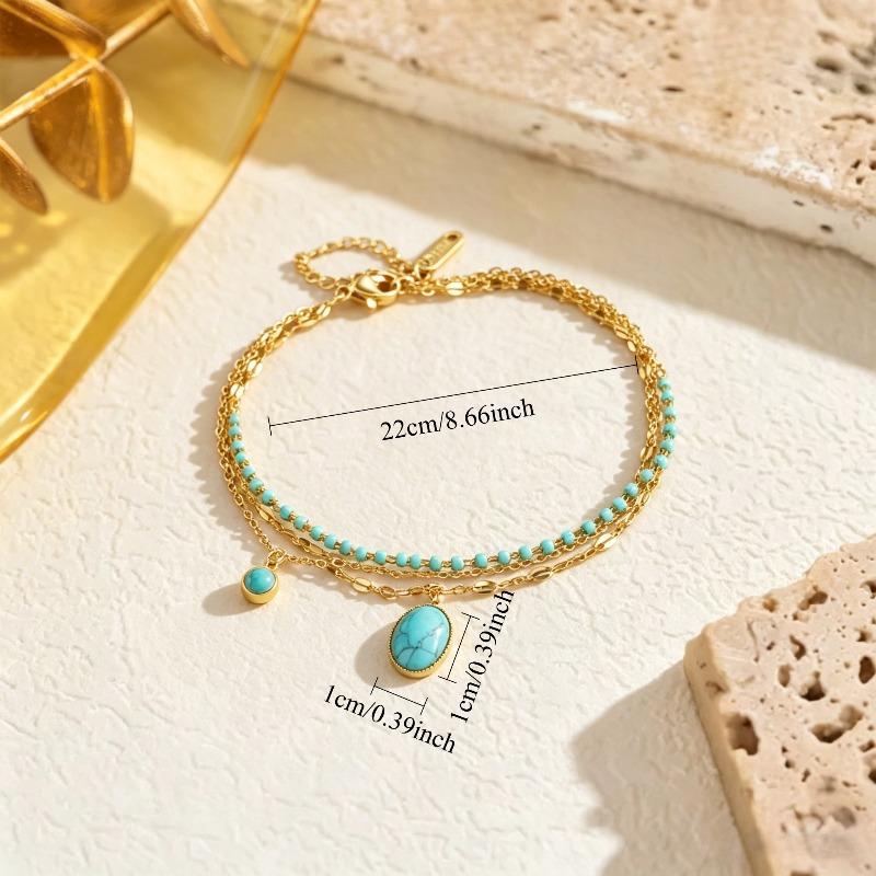 1Turquoise multi-layer women's bracelet jewelry, niche light luxury French-Korean style, casual and trendy, versatile, suitable for daily commuting,