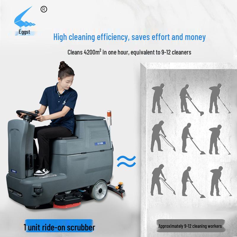 Electric Ride-On Floor Scrubber and Sweeper with Vacuum and Mop for Industrial and Commercial Use