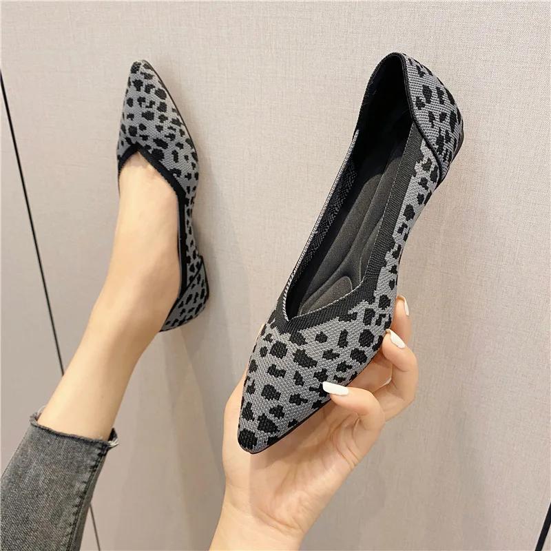 Женская весна 2025 года, новые туфли на плоской подошве, модные осенние женские вязаные остроносые удобные туфли на резиновой подошве, фирменная обувь Zapatos Mujer