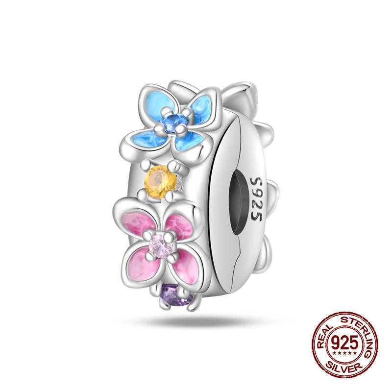 Fashion 100% 925 Sterling Silver Colorful Zircon Stars Moon Separator Charms Bead Fit Original Bracelet Fine DIY Jewelry