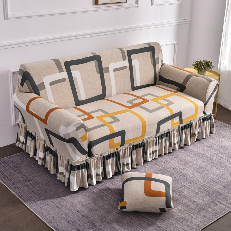 Чехол для дивана с геометрическим рисунком, эластичный спандекс, юбка для дивана, чехлы для гостиной, кресло, чехол для дивана, защита для мебели