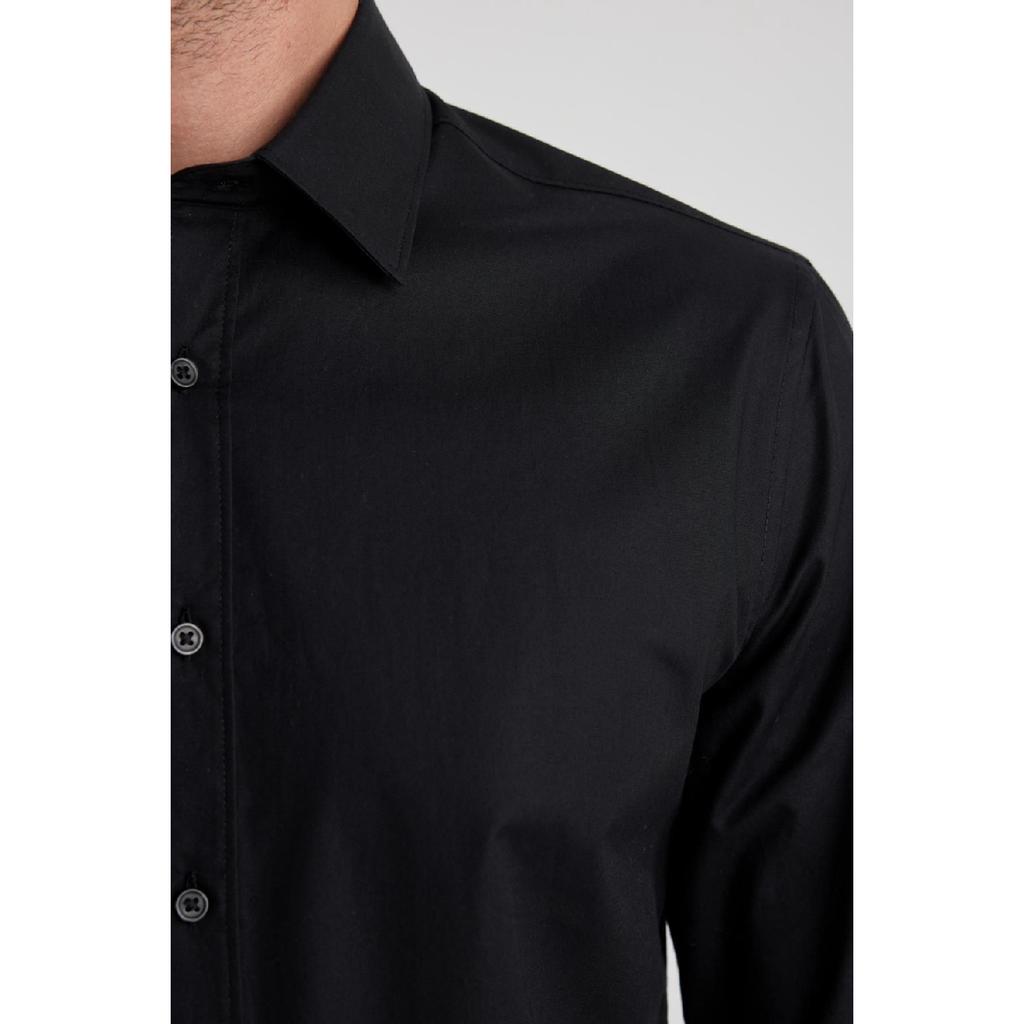 Рубашка Slim Fit с итальянским воротником и длинными рукавами без глажки