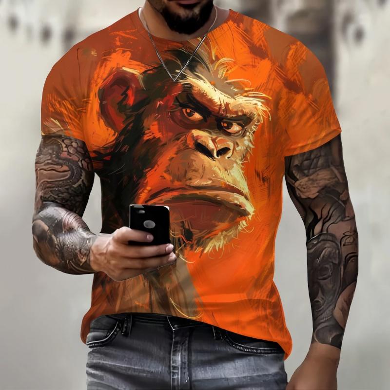 Футболка с рисунком лисы, кролика, страуса для мужчин, смешные футболки с 3D-принтом животных, повседневные топы с коротким рукавом и круглым вырезом, уличные футболки