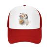 Floral Cat Mesh Trucker Hats for Unisex Women Adjustable Casual Fashion Baseball Caps for Outdoor Activities