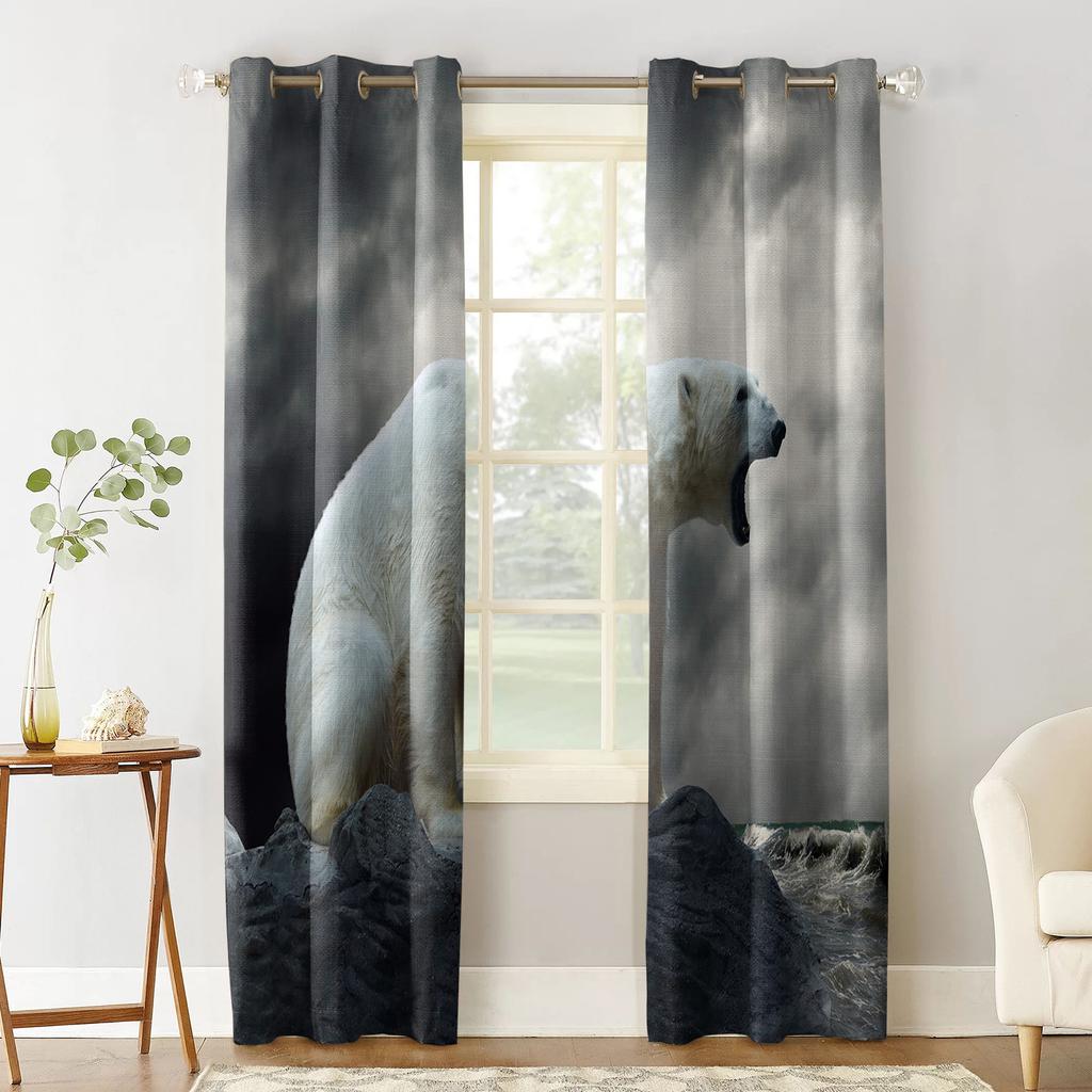 Полярный Медведь Риф Темные Облака Домашний Декор Оконные Шторы Спальня Кухня Шторы Панельные Шторы для Гостиной