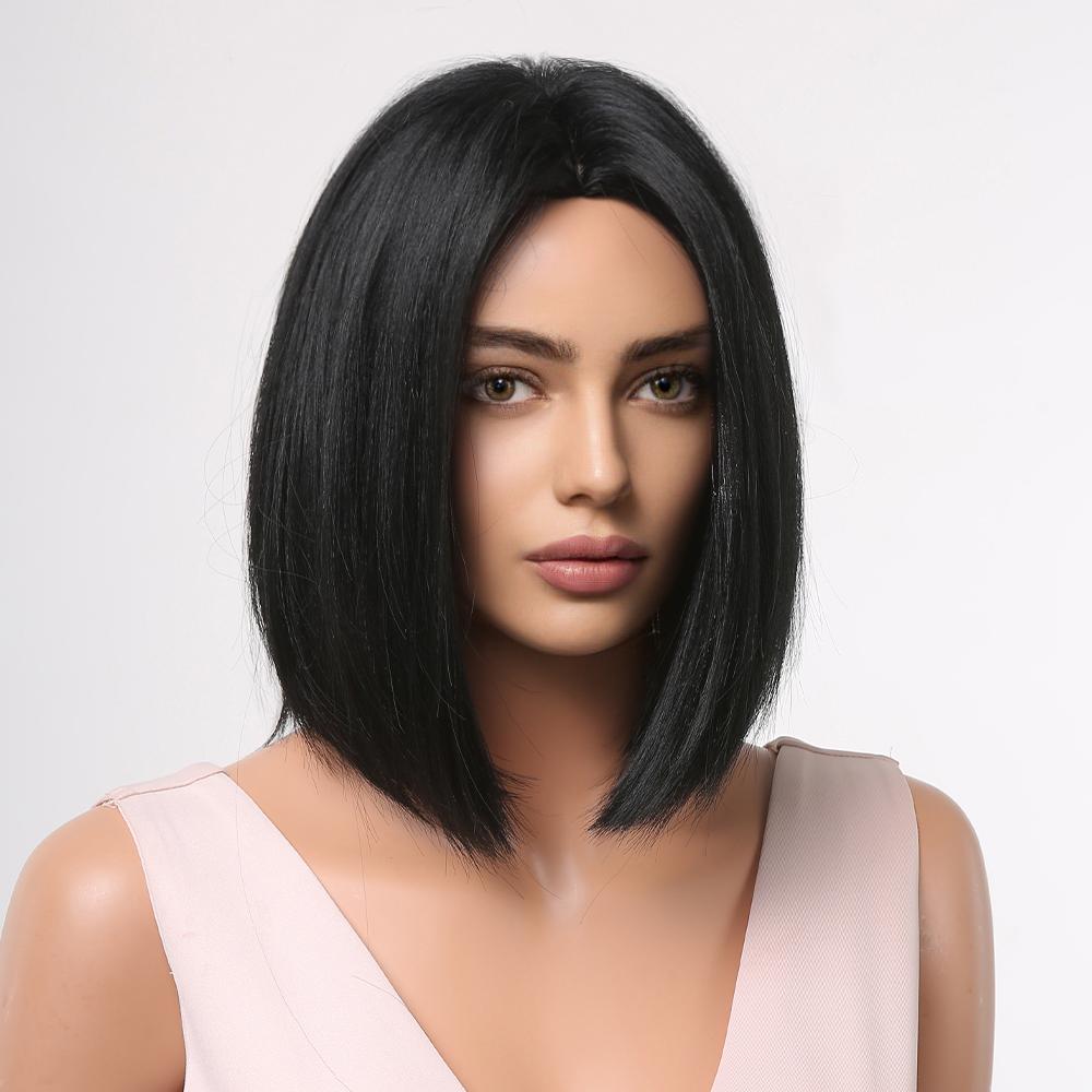 BLONDE UNICORN Синтетический парик пикси, черные парики для женщин, высокотемпературное волокно, прямые волосы, ежедневное использование для косплея