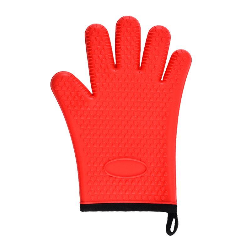 In-Stock Silicone Heat-Insulating Gloves with Padded Five-Finger Design and Widened Edge for Baking and Oven Use