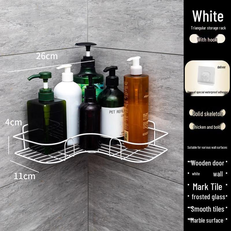 Угловая полка для хранения в ванной без сверления - Настенная стойка-органайзер для туалетных принадлежностей