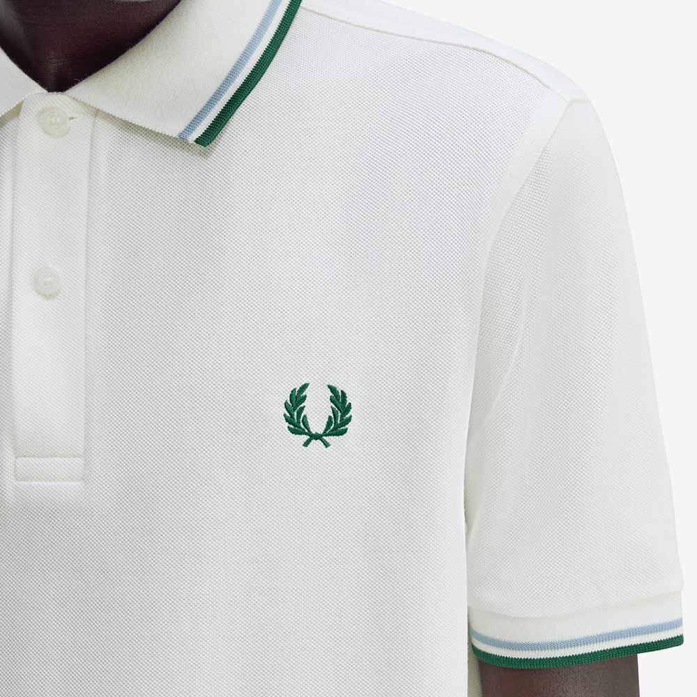 Fred Perry [M3600] Рубашка Fred Perry с двойным воротником - Снежно-белый/Синий для трека/Спортивный зеленый Afpm2533600-Z52