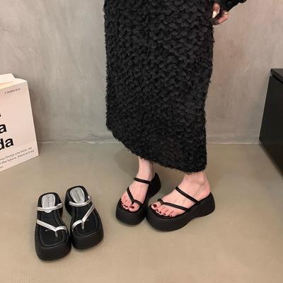 Дизайнерские нишевые серебристые шлепанцы на толстой подошве, женская обувь, летняя обувь, шлепанцы с подошвой-маффином и носком, французские сандалии