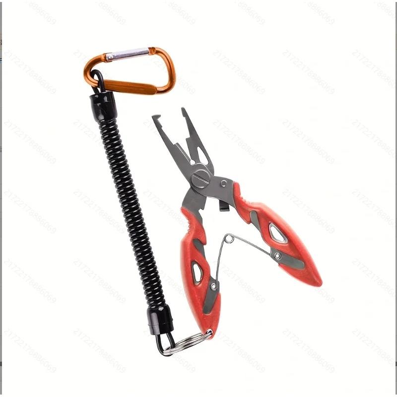 1pc red Multifunction Fishing Tools Accessories for Goods Winter Tackle Pliers Vise Knitting Flies Scissors Braid Set Fish Tongs