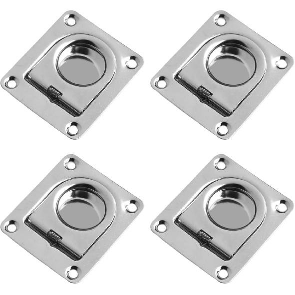 4Pcs Stainless Steel Flush Mount D-Rings,Heavy Duty Floor Mount Tie Down Anchors For Boats Trailers Trucks,56x66mm Load Capacity