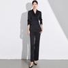 Women's Black Satin Textured Fashion Suit - Spring/Autumn Chinese Style, Professional Formal Workwear