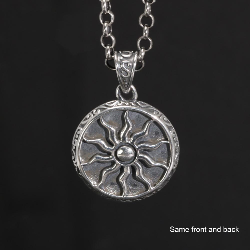 Vintage 925 Sterling Silver Apollo Amulet Sun God Pendant Necklace Punk Style Sweater Chain Fine Jewelry