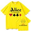 100% Хлопок Винтажные Футболки Alice In Borderlands Летние С Надписями Унисекс Мода Тур 2026 Футболки Мужские/Женские Большого Размера Свободные Футболки