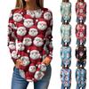 Women's Fashion Loose Round Neck Christmas Printed Long Sleeve T-Shirt Top