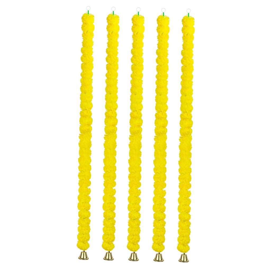 5 шт. Гирлянда из бархатцев с колокольчиком Свадебные искусственные цветы бархатцев для окна, шкафа, гостиной, для дома и улицы, в стиле кантри