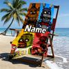 Custom Name Personalized Five Nights at Freddy's Print Beach Towel, for Trip Camping Beach Party Home Decor, Birthday Gift for Family & Friends
