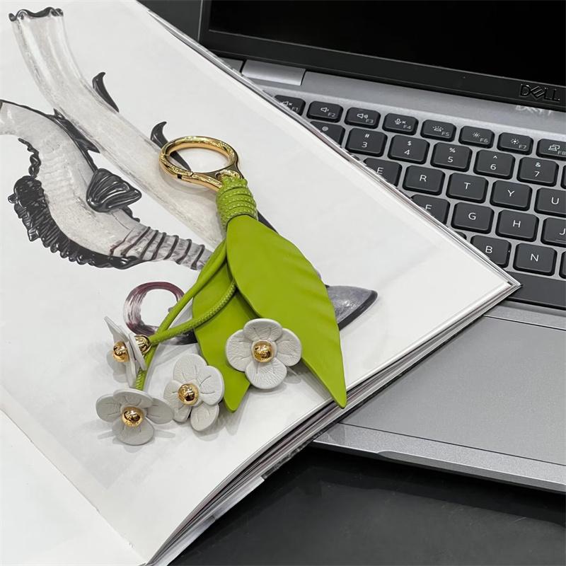 Bag Charm Lavender leather bag charm for women bag purple flower bag pendant decoration high luxury girl gift bag accessories