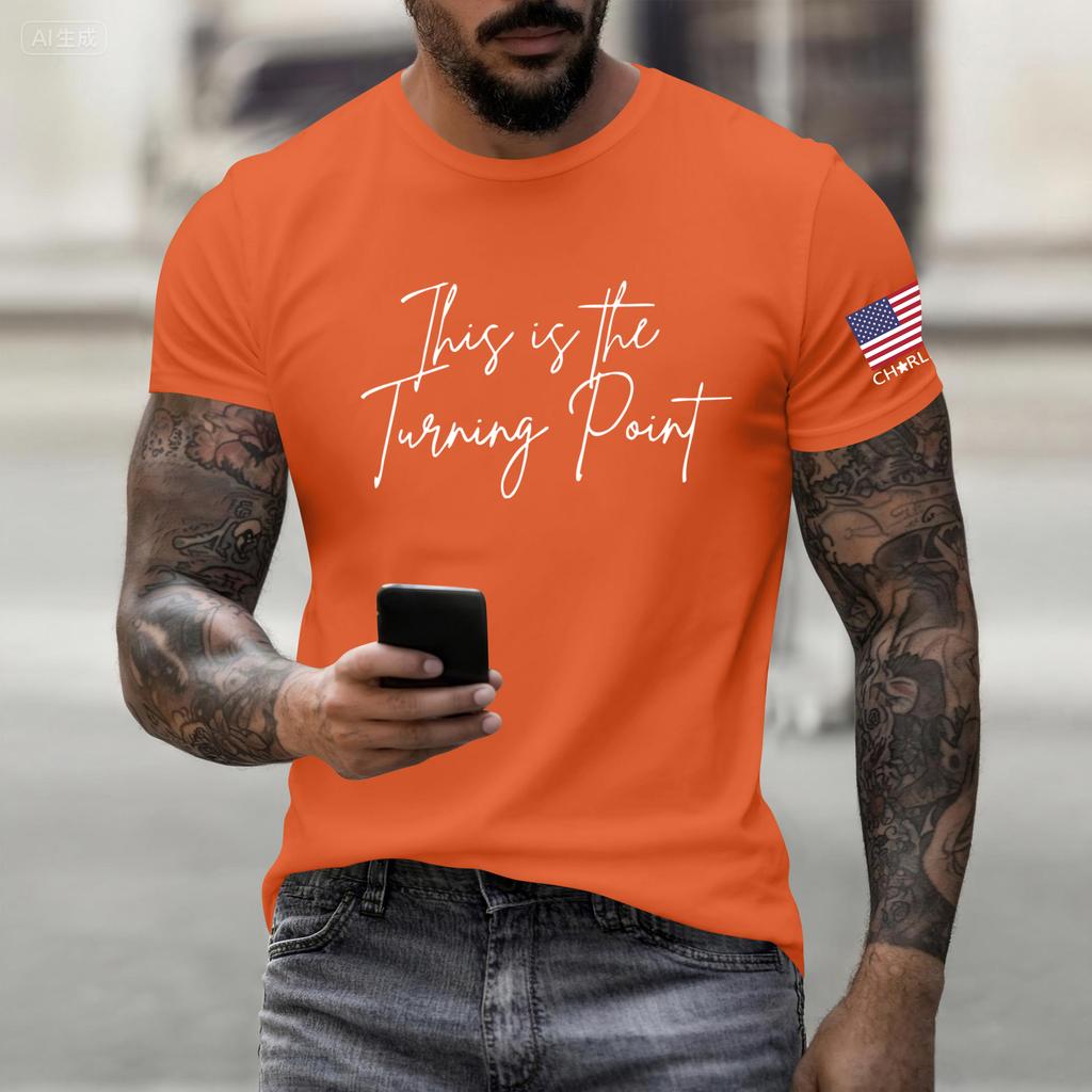 Fashionable Round Neck Short Sleeve Work Clothes Printed Tops For Mens Summer Tops