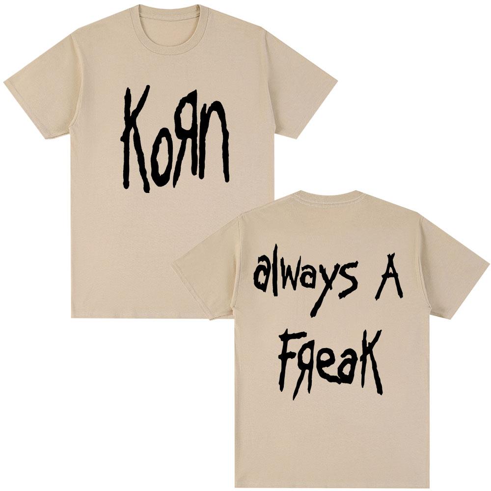 Korn Always A Freak Футболка с мерчем Металл Готика Рок-группа Топ Унисекс Женская Хлопок Оверсайз Y2K Короткий рукав Футболка Уличная одежда