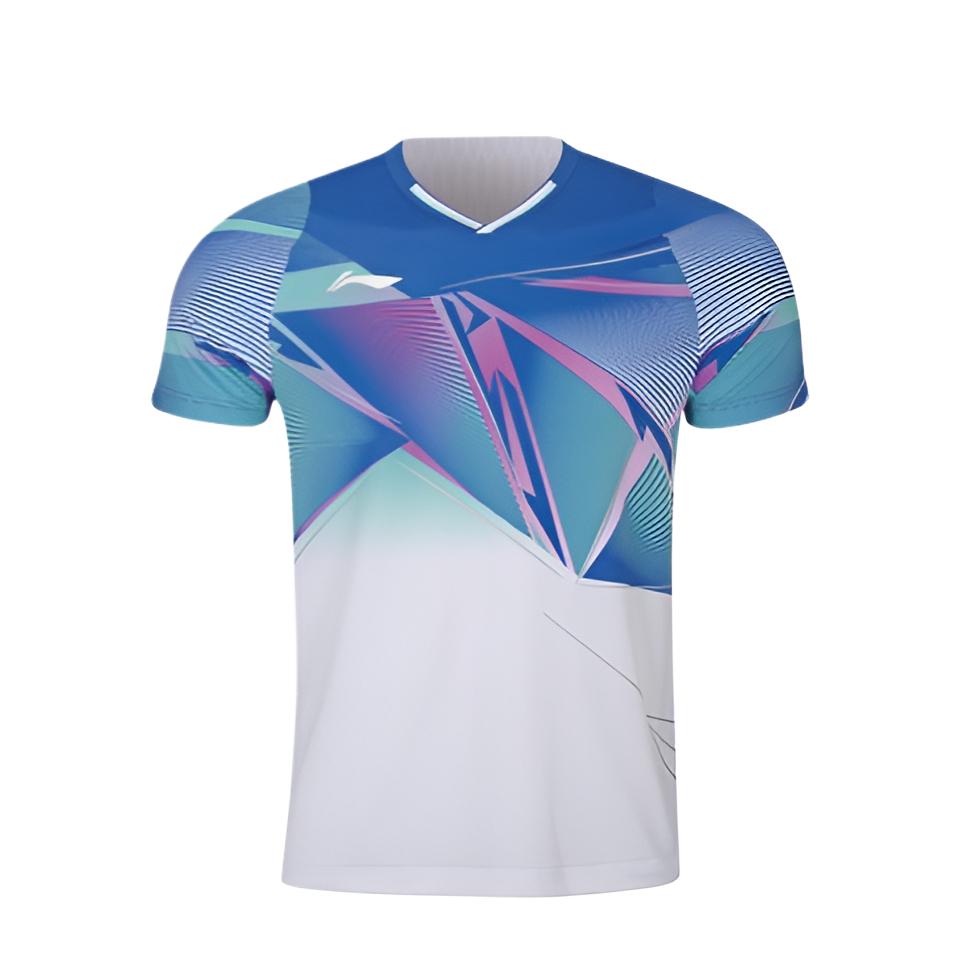 Мужские футболки Li Ning с V-образным вырезом, умеренного прямого кроя, AAYS131-1