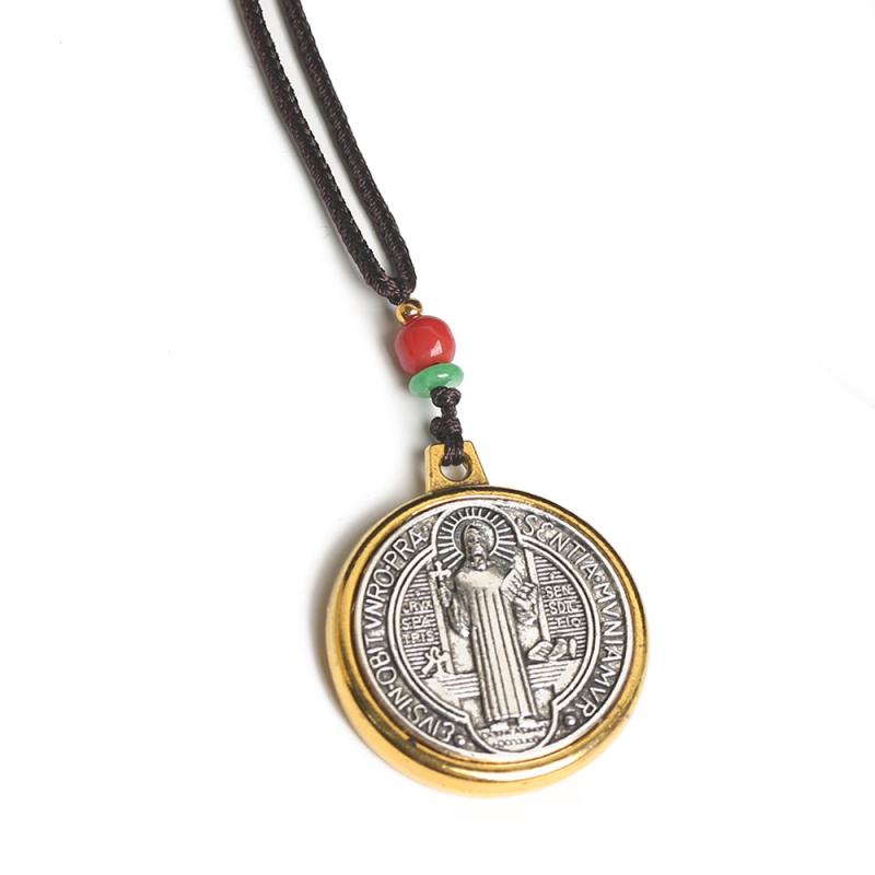 Saint Benedict Medal Pendant Necklace Exorcism Charms Protection From Evil Jewelry Gift