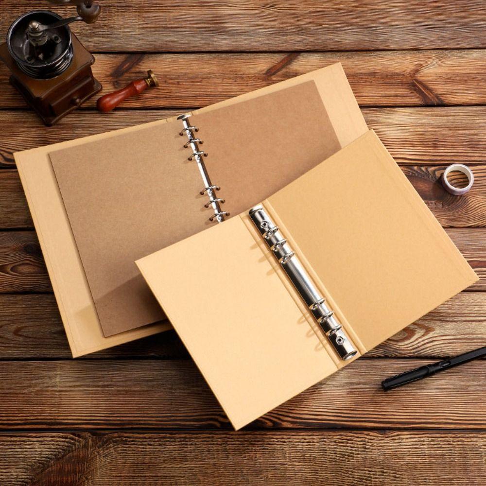 A5 B5 A4 Kraft Paper Binder Cover Kraft Paper Perforated Binder Folder New Binder File Clip