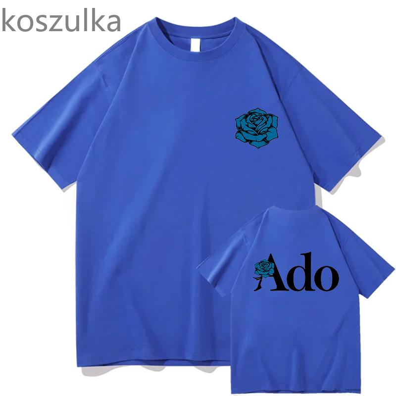 Футболки Ado Blue Rose Wish World Tour Merch Tee Женская унисекс мода повседневная Harajuku с коротким рукавом Kpop Goth Vintage Pure Clothing