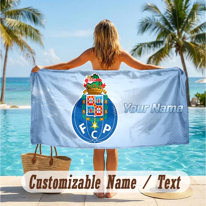 Custom Text Beach Towel, Soft Absorbent Swimming Multi-use TowelFC Porto