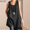 Summer Kaftan Tank Tops Women O-Neck Sleeveless Casual Pullover Tops