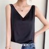 Модные женские повседневные майки без рукавов с v-образным вырезом и жемчугом, однотонные свободные топы