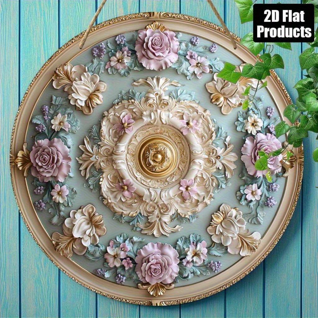 D Flat Coffee Time Latte Art Alarm Clock Round Tin Sign Vintage Metal Wall Art for Kitchen Coffee Shop and Coffee Lover D