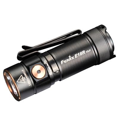 Fenix E18R EDC Макс 1200 Алюминий IP68 Водонепроницаемый V2.0 Фонарь, Компактный, Люмены, Перезаряжаемый через USB-C, Конструкция, (черный)