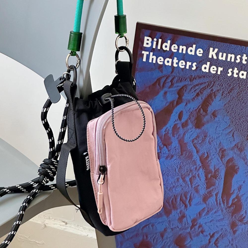 Nylon Rope Drawstring Crossbody Bag Coin Pouch Mobile Phone Pack Nylon Shoulder Bag  Outdoor