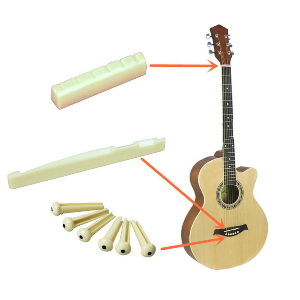 Professional Universal Bridge Pins & Nut & Saddle Acoustic Guitar Parts Plastic Easy To Install