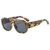 Vintage Leopard Print Gradient Square Double Bridges Women Sunglasses  Brand Design Luxury Men Shades Sun Glasses Uv400