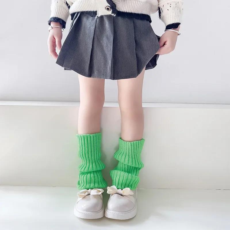 19 Стилей Конфетных Цветов Корейские Милые Детские Гетры Вязаные Чехлы для Ног Детские Девочки Однотонные Эластичные Гольфы-Трубы Осенне-Зимние