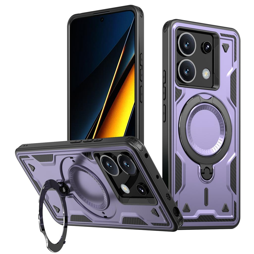 For Xiaomi Poco X6 5G Case Compatible with MagSafe Military Protection PC+TPU Kickstand Phone Cover