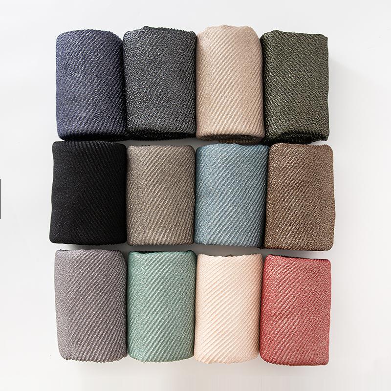 Женский плиссированный шарф жатый хлопок длинный шарф-муфта мятая шаль женский хиджаб мерцание золотой нити мусульманский хиджаб