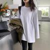 Женская футболка из чистого хлопка белого цвета, осенне-зимние топы, нишевая базовая рубашка с длинным рукавом, свободный многослойный свитшот, нижнее белье