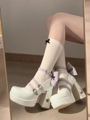 Мода 2025 Новые Милые Туфли Мэри Джейн Женские Туфли Лолита Каваи на Платформе с Пряжкой Звезда Женские Туфли-Лодочки с Бантом Милые Дизайнерские Туфли